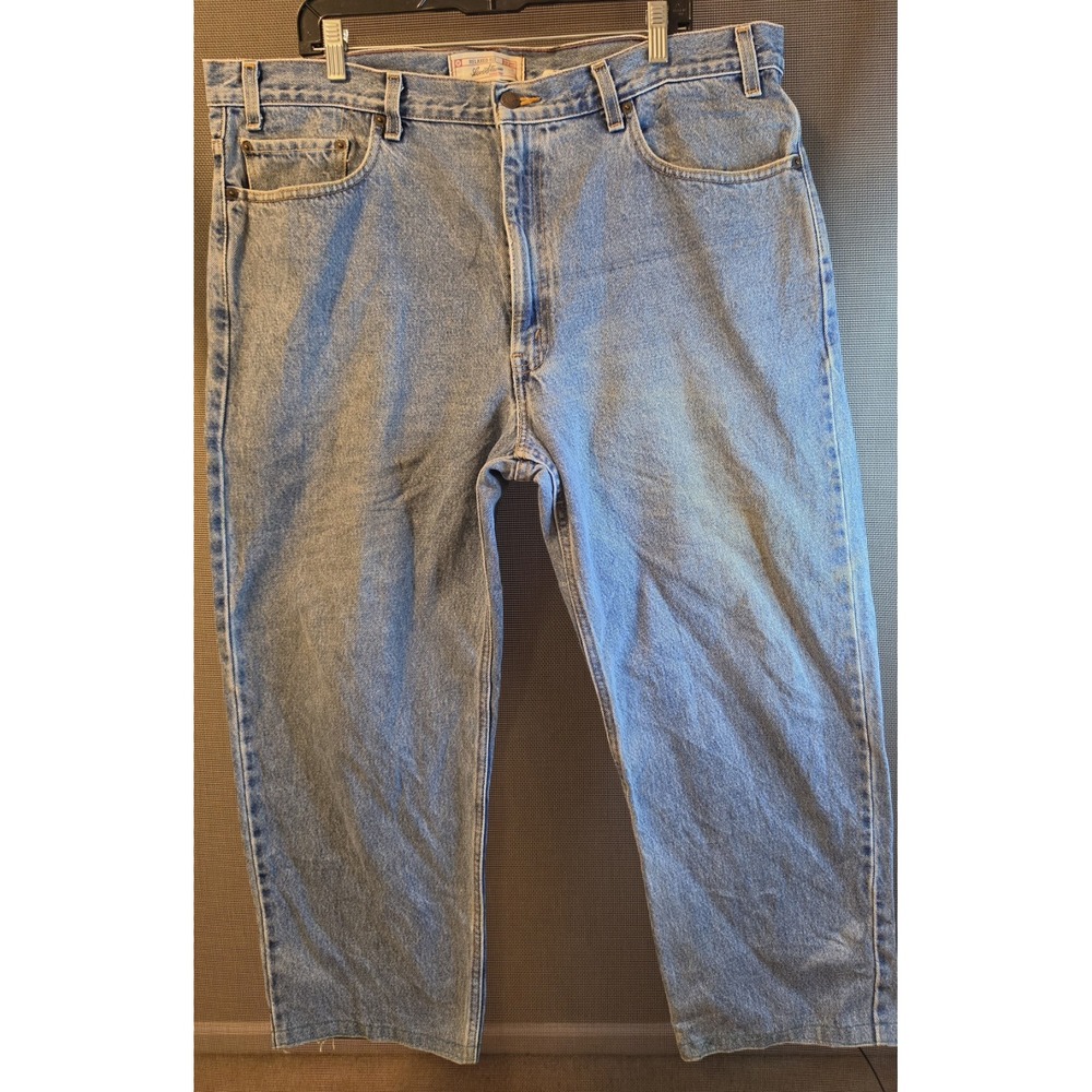 Levi Strauss Signature Relaxed Fit Jeans Mens W40 L30 Light Wash Denim 100%...